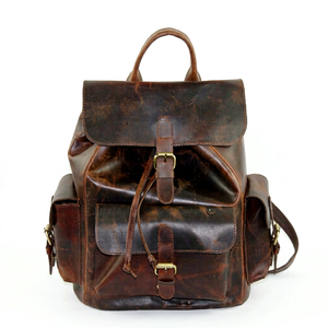 Nouveauté 2026 : Sac à dos pour ordinateur portable en cuir pleine fleur fait main pour femme, style rétro britannique, marron décontracté - Product Image 1