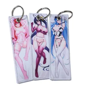 Sexy Woman Motorcycle Car Anime Cartoon Luxury Chain Keytag Personalized Custom Woven Logo Jet Tag Sublimation Aviation Keychain