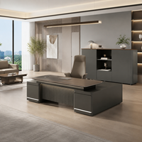 Bureau de direction en forme de L avec chaise, combinaison bureau de PDG en MDF avec armoire de rangement, mobilier de bureau personnalisé