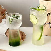 Vaso Moderno en Forma de Antorcha de Vidrio Borosilicato Soplado a Mano de 400ml 500ml, Transparente, de Gran Capacidad, para Agua con Gas