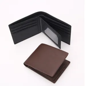 RFID Slim ID Window Wallet For Men Leather Genuine men 3 fold Card Holder Wallet