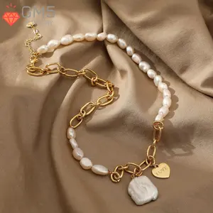 Mother Of Rice Pearls Necklaces Shell Heart Charm Tahitian South Sea Original Cultured Freshwater Beaded Jewelry