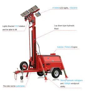 Torre di illuminazione mobile mobile per torre luminosa per esterni per rimorchio e generatore diesel