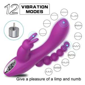 3-In-1Penis Vibrator Weibliches Sexspielzeug G-Punkt Anal Vibrator Sexspielzeug für Erwachsene 7-Frequenz-Vibration - Product Image 5