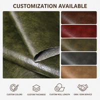 Tissu en cuir PU vert olive de luxe, effet vieilli et ciré, pour ameublement de canapé haut de gamme