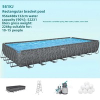 Piscine gonflable rectangulaire authentique en PVC avec structure de support épaissie en acier inoxydable, grande taille, pour adultes, enfants et familles