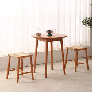 Cherry Wood Rope Woven <b>Stool</b> Handmade Dressing Chair Home Use Simple Design - Product Image 3