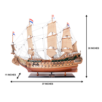 Modèle de bateau à voile en bois de cèdre peint Friesland L80, réplique artisanale avec support d'exposition pour décoration nautique