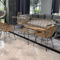 Chaise de salle à manger d'extérieur empilable en rotin tressé, moderne, écologique, résistante aux UV et imperméable, pour patio, jardin, restaurant, cour