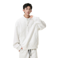 Ensemble de survêtement décontracté pour homme en coton respirant 100 %, coupe oversize, avec veste à col montant et pantalon de jogging, style streetwear deux pièces
