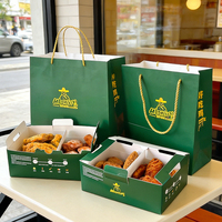 Boîtes en papier biodégradables à emporter avec poignée, logo personnalisé, emballage pour la restauration rapide, poulet frit, hamburger, frites, sushi