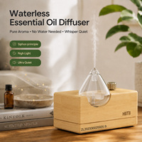 Diffuseur d'huiles essentielles en verre HIITII Premium avec base en bois artisanale pour l'aromathérapie, sans eau, sans fil, portable, extérieur, 20 ml