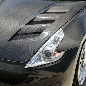 YX 新型高品質リアルカーボンファイバーエンジンフードボンネット 日産370Z Z34 2008-2019 ボルトオン 100%防水 強化強度 - Product Image 5