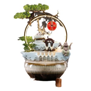 Rueda de Agua Decorativa Creativa de Cerámica Pintada a Mano con Agua Corriente y Peces de la Suerte para Adornos, Bomba de Agua Circulante para el Hogar - Product Image 5
