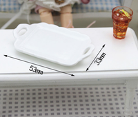 Plateau miniature en résine ovale de 53 mm pour la décoration de la nourriture des maisons de poupées, compatible avec les modèles 1/6 et 1/12