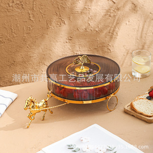 ถาดผลไม้ทรงกลมชุบทอง ขนาด 1-3 ลิตร แบบตั้งได้ กล่องเก็บของตกแต่ง - Product Image 4