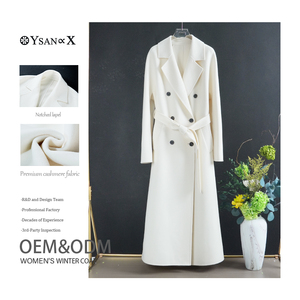 लक्जरी डबल-ब्रेस्टेड गर्म सफेद कश्मीरी कोट महिलाओं, महिलाओं के लिए महिलाओं का ऊन कश्मीरी कोट - Product Image 3