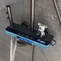 Système de douche à effet pluie haute pression LED intelligent de luxe 4 fonctions Robinets thermostatiques de salle de bain numérique pour appartements hôtels