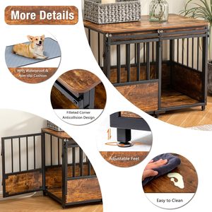 Jaula de madera para perros de 32 pulgadas, puerta doble, interior deslizante, resistente a la masticación, mesa auxiliar para perros grandes y medianos, también hace casa para mascotas - Product Image 3