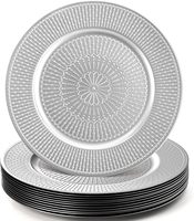 Assiettes de présentation rondes en argent perlées de 13 pouces pour assiettes de dîner, idéales pour mariages, fêtes, événements, décoration de table, et occasions spéciales.