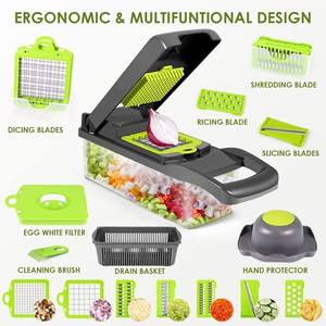 Picador de Verduras Profesional Multifuncional 10 en 1, Cortador de Alimentos, Rebanador de Verduras, Cortador de Cebollas, Picador de Vegetales - Product Image 2