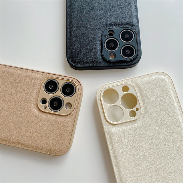 Custom Logo Vegan PU Pebble Leather Case for iPhone 13-17 Pro Max Litchi Leather Wholesale Protect Cover Soft Cover 18 Pro Max