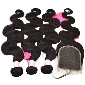Grosir Pabrik Raw body Wave Crochet kepang rambut ekstensi gratis sampel awet rambut manusia Virgin menenun Dropshipping