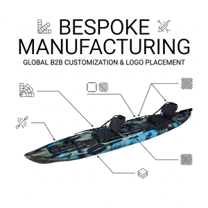 Kayak Tandem Personnalisable <span class=keywords><strong>de</strong></span> 4,5 m (15 pieds) pour Deux Personnes, Camouflage Turquoise, Robuste, Haute Capacité <span class=keywords><strong>de</strong></span> Charge, Canoë <span class=keywords><strong>de</strong></span> Pêche Élevé - Product Image 4