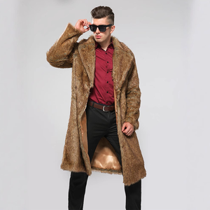2025 automne hiver pour Amazon européen américain transfrontalier hommes longue fourrure de renard vêtements d'extérieur veste Blazer <span class=keywords><strong>Trench</strong></span> fourrure artificielle Cape - Product Image 1