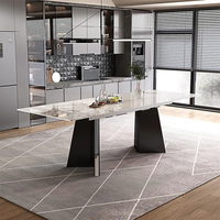 Table à manger extensible rectangulaire de luxe en céramique et pierre frittée, style nordique moderne