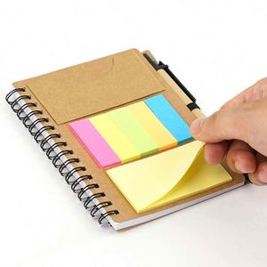 Promotion Kraft Cover Coil Note Book Custom logo Mini Notebook Memo Sticky Paper Notepad with Pen School Supplies - Product Image 3