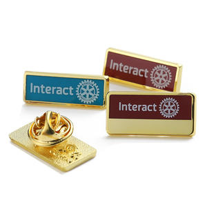 Высококачественные булавки с индивидуальным логотипом, 2 вида цветов 2 стильные металлические эмалированные нагрудные булавки с логотипом, позолоченные именные Значки для бизнес-бренда - Product Image 4