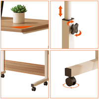 Table de chevet relevable mobile avec plateau en bois, mobilier de chambre à coucher, bureau d'étude simple pour dortoir d'étudiant, vente directe usine