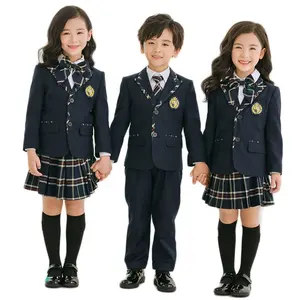 Uniformes scolaires personnalisés pour enfants, blazer + chemise/chemisier + jupe/pantalons pour enfants/uniformes scolaires, 24/200 ensembles