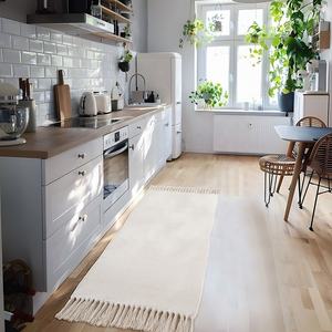 Zenginlik taban OEM Boho yıkanabilir geri dönüşümlü pamuk kilim püsküllü dokuma alan kilim Entryway oturma odası için mutfak paspasları halılar - Product Image 3