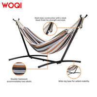 Hamac de camping portable en toile de coton WOQI avec support, sac de transport, mousquetons métalliques, cordes et sangles d'arbre pour la randonnée et les voyages