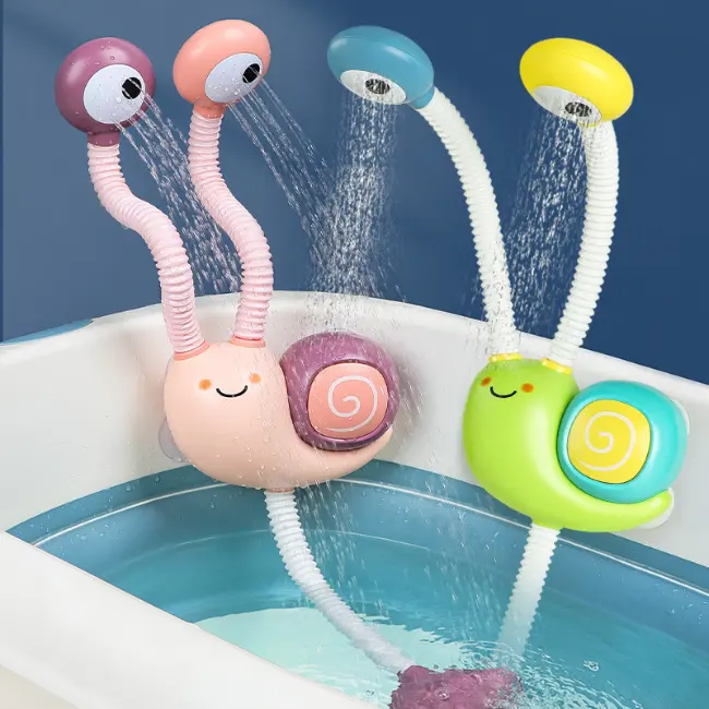 Hot selling Electric Snail shower Plastic Spray Water Toy for baby