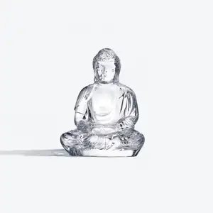 高品質仏教像宗教ギフトつや消し大型クリスタルクラフトガラス仏像装飾