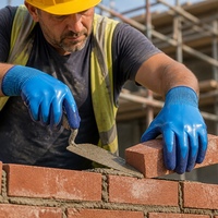 Gants de travail de sécurité pour la construction, la logistique, le jardinage, les travaux de réparation, gants en latex à revêtement ondulé antidérapants et imperméables pour hommes