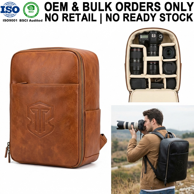 Manufacturer Custom Multi Functional Microfiber Leather Camera Lens Bag Large Capacity Camera Back Bag for Photography