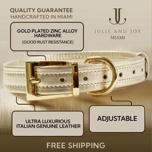 ชุดปลอกคอหนังสีทองอิตาลีและสายจูง fabluc ของขวัญสำหรับคู่รัก-ฮาร์ดแวร์เคลือบทองและปลอกคอสุนัขหนังแท้ - Product Image 4