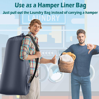Sac à linge en nylon robuste et imperméable avec cordon de serrage, panier à linge réutilisable pour la maison, l'hôtel, les voyages légers