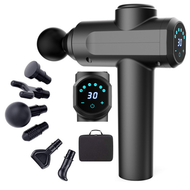 6 Massage Heads Deep Tissue Powerful Handheld Massage Gun LCD Display 30 Speed Settings Deep Vibration Muscle Sport Facial Use