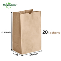 Sac en papier kraft brun avec logo personnalisé, emballage pour restauration rapide, recyclable, écologique, sacs à popcorn pour supermarché, sacs à déjeuner