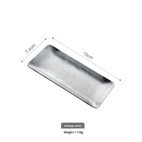 Serviette en acier inoxydable rétro 304, plateau de rangement pour bijoux, petite plaque en métal doré et argenté, créative pour les fêtes