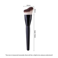 Pinceau de maquillage professionnel de luxe pour poudre, illuminateur, contouring, plat, avec manche en bois naturel, pour le visage et le correcteur, et pour le rasage