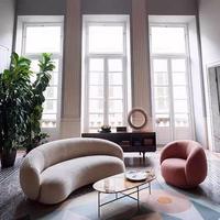Ensemble de canapés modulaires en tissu de luxe minimaliste en forme de S à trois places pour hôtel, villa, salon