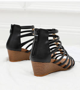 Chaussures personnalisées de couleur unie semelle de chanvre talon compensé chaussures de pêcheur chaussures en toile sandales à lanières décontracté talons hauts <span class=keywords><strong>espadrilles</strong></span> - Product Image 6