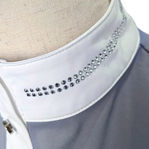 Camisa de montar de punto de verano más Popular para decoraciones con logotipo de diamante ecuestre Botón de diseño de retazos Transpirable OEM/ODM - Product Image 2