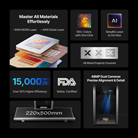 Xtool F2 Ultra Dual Deluxe Bundle 60W MOPA Fiber 40W Diode Laser Engraver Double Source Lumineuse Découpeur Laser Métal Bijoux